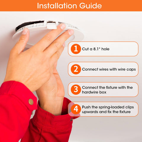 Meconard 8-inch canless downlight with 3500K–5000K range for versatile daylight.