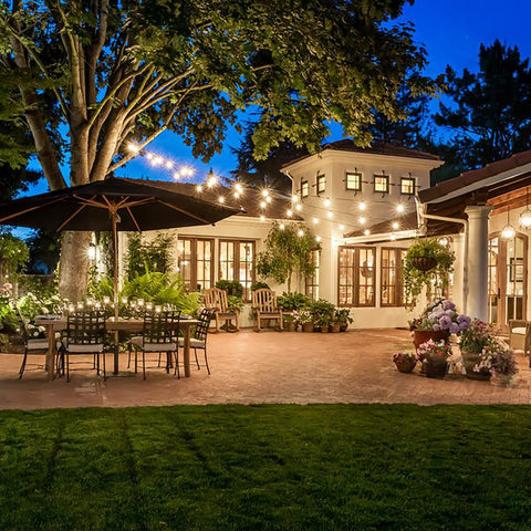 Meconard weatherproof bulbs ideal for outdoor string lights.