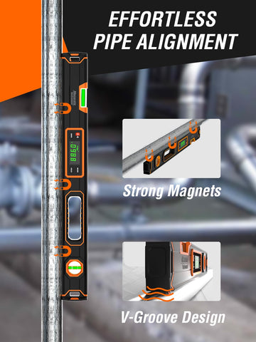 Mecurate 24 inch digital level auto flip display keeps readings upright