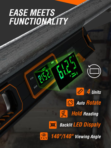 Mecurate 24 inch digital level one hand grip enables easy positioning during work