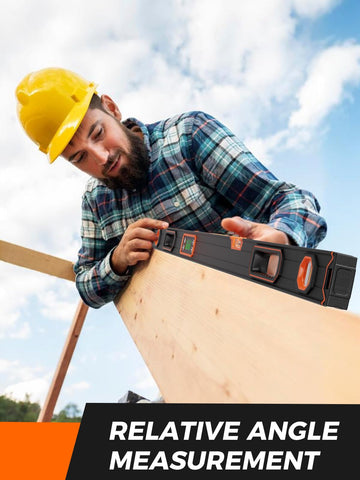Mecurate digital level audible alerts at 0° and 90° confirm alignment