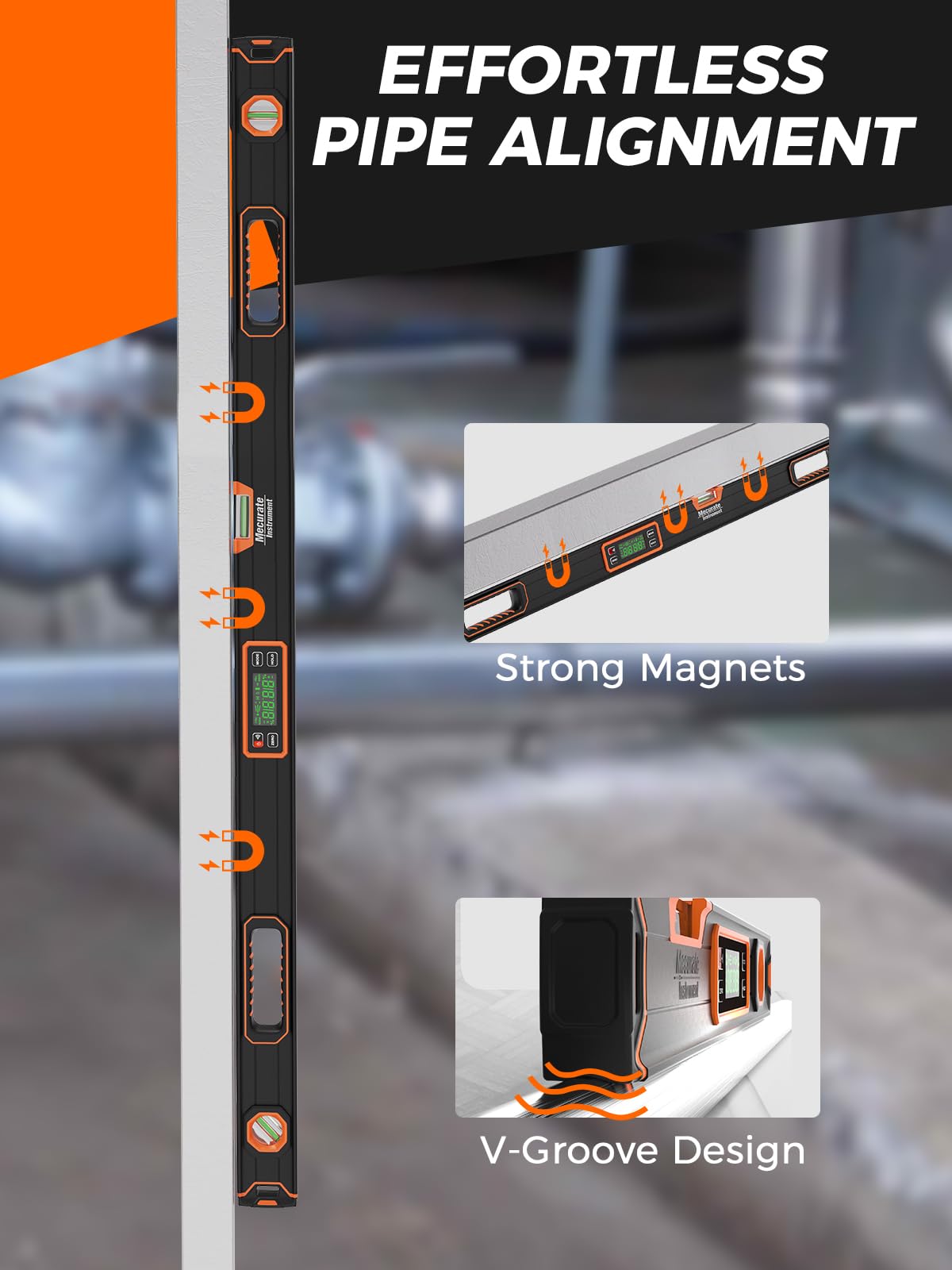 Mecurate digital level durable aluminum body withstands tough jobsite conditions