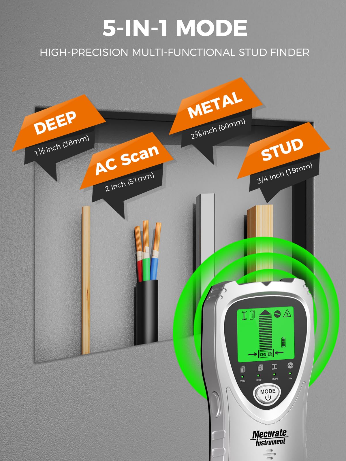 Mecurate Sliver LCD display shows live detection data clearly