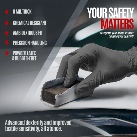 MED PRIDE 8 mil gloves provide reliable puncture resistance for automotive work.