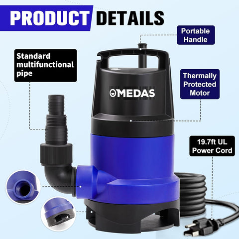 MEDAS sump pump ergonomic handle enables easy transport and site-ready use.