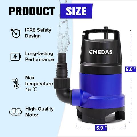 MEDAS pump with hose adapters offering versatile discharge options.