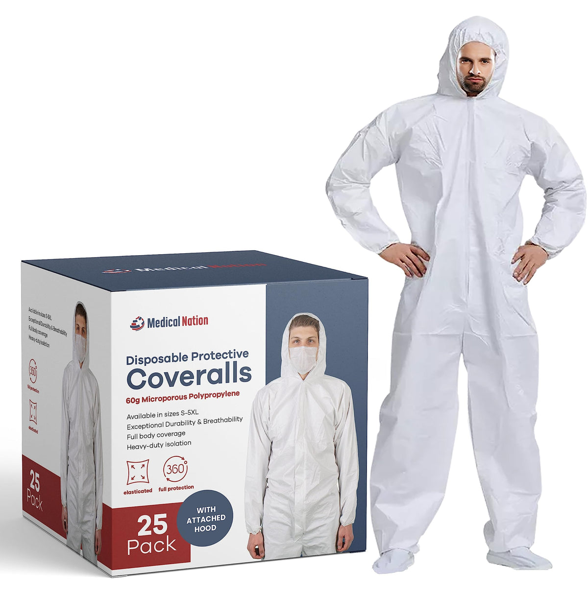 Medical Nation hazmat suit with hood offers quick protective coverage for tasks