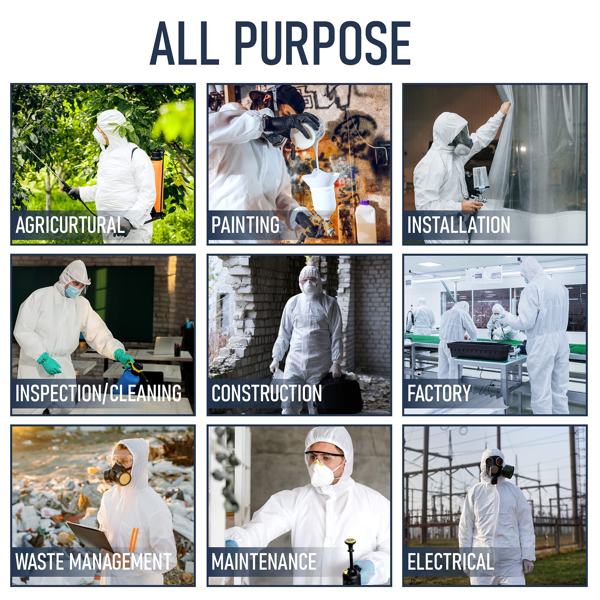 Medical Nation water-repellent coveralls suitable for light liquids and spills.