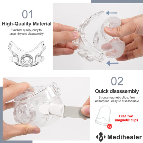 Medihealer improved magnetic clips speed up setup and removal.