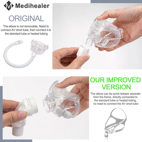 Medihealer quick-release elbow simplifies detaching the tube from the frame.