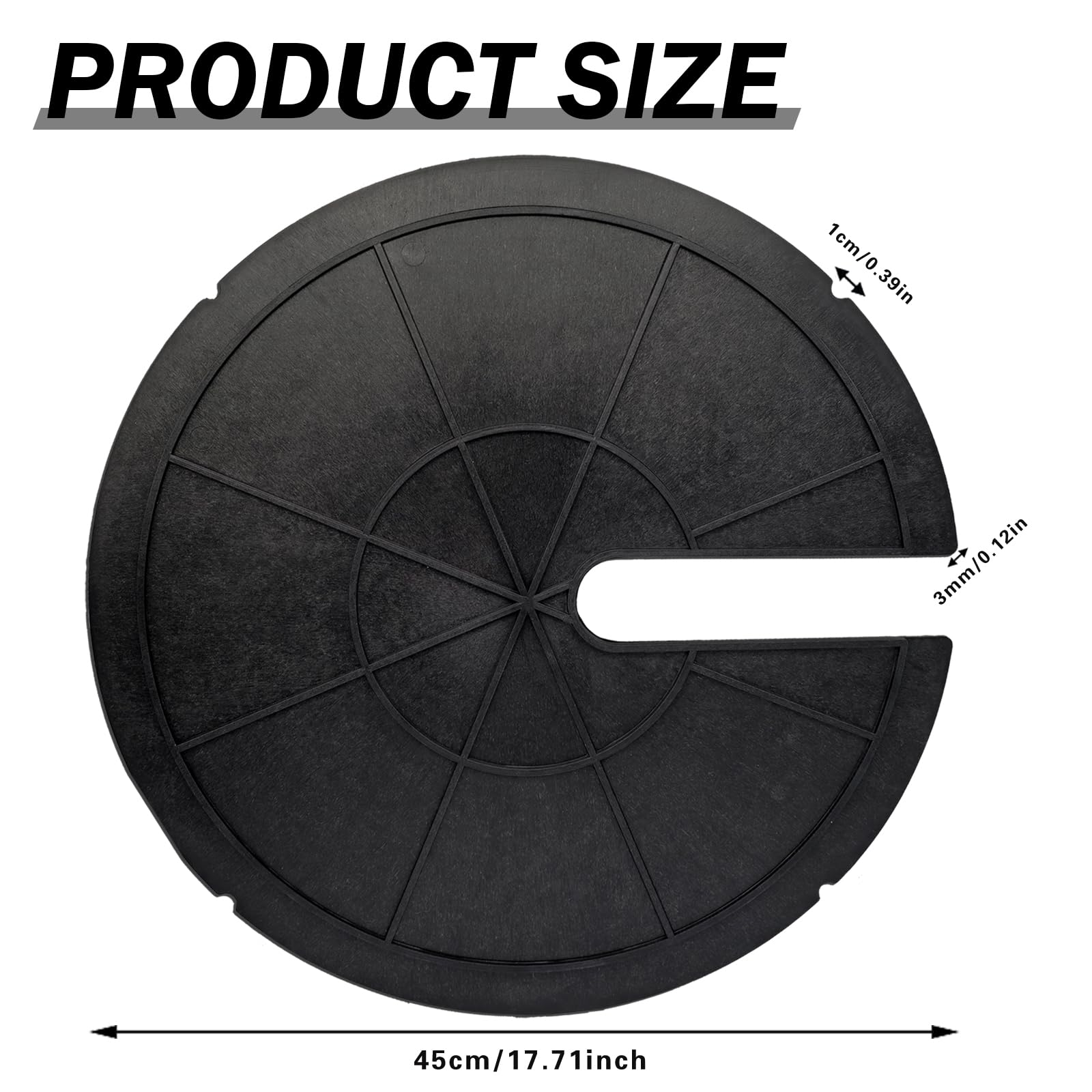 Medoore sump cover outer-diameter 17-7-inch side view highlighting durable plastic construction.