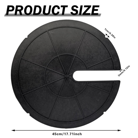 Medoore sump cover outer-diameter 17-7-inch side view highlighting durable plastic construction.