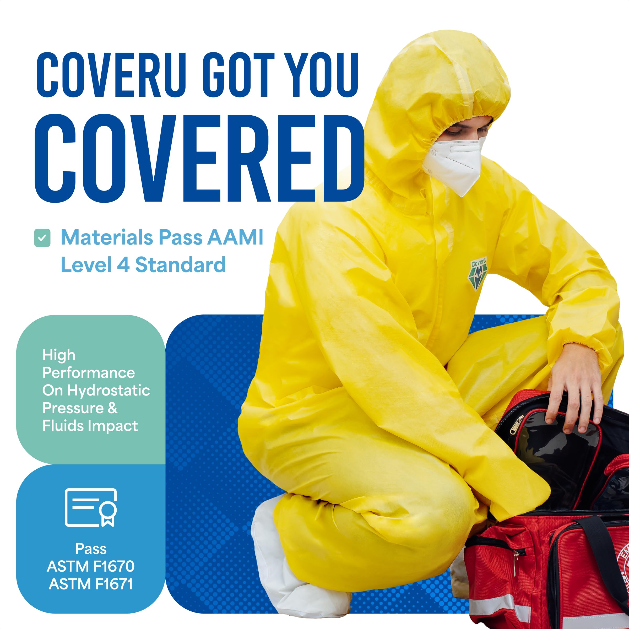 Medtecs hazmat suit offers 360 degree protection for hazardous environments.