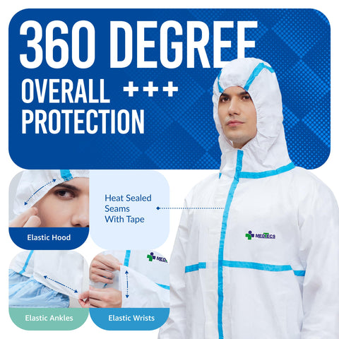 Medtecs Hazmat Suit with front zipper enables easy on and off.