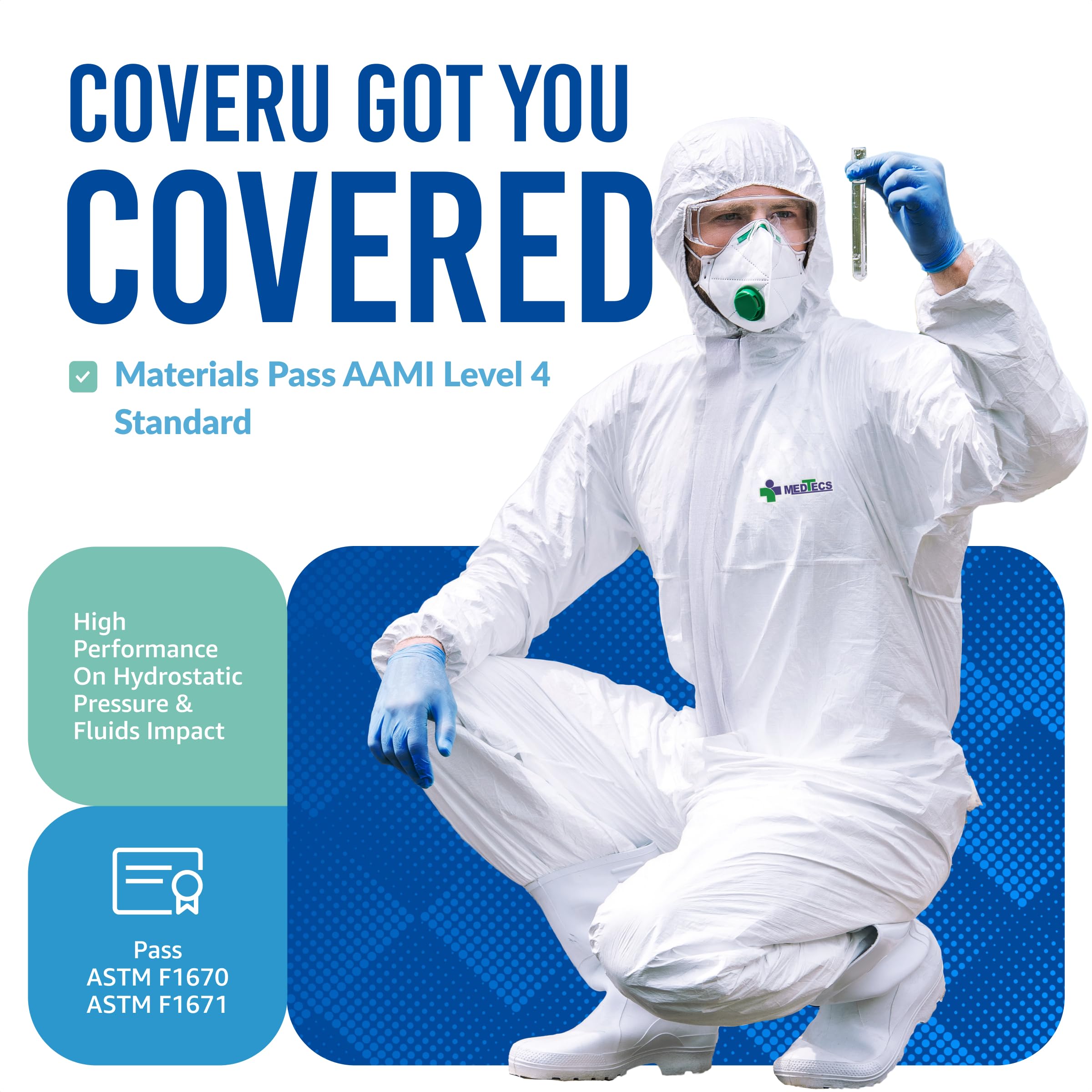 Medtecs hazmat suit laminated PE film provides durable and breathable protection.