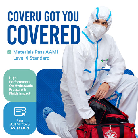 Medtecs hazmat suit PE film laminated for durability and breathability