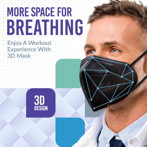 Medtecs KN95 mask 3D design creates breathing space and prevents makeup transfer