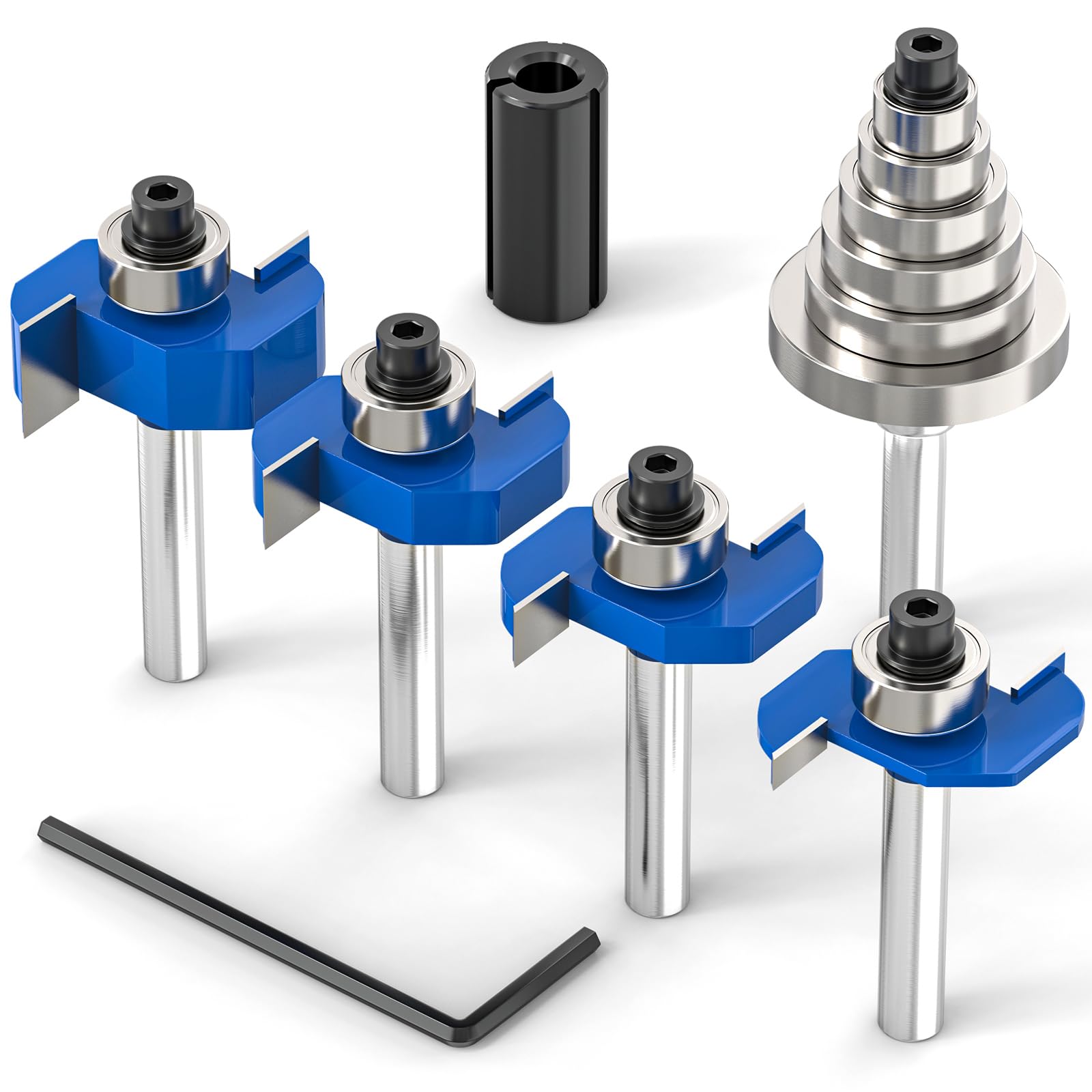 MEIGGTOOL rabbet bit set with six bearings for precise cabinet joints