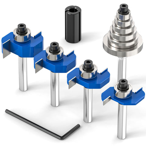 MEIGGTOOL rabbet bit set with six bearings for precise cabinet joints