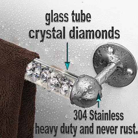 Meetart modern bathroom decor featuring crushed diamond glass towel bar