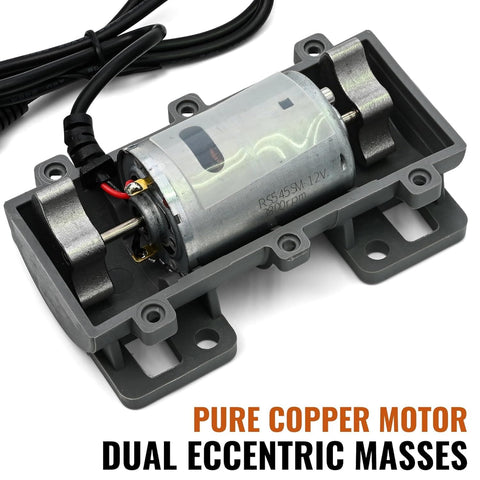 Mefape DC12V vibration motor side view showing dual eccentric gears for strong vibrations