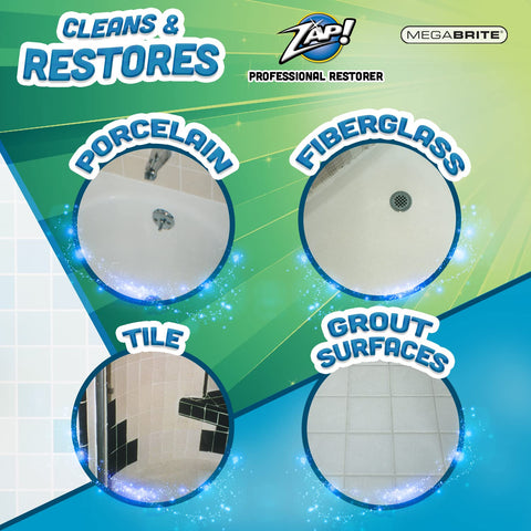 Megabrite ZAP! porcelain sink restoration showing like-new shine