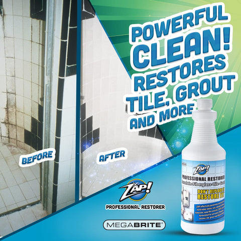 Megabrite ZAP! rust removal on metal fixtures and tile edges
