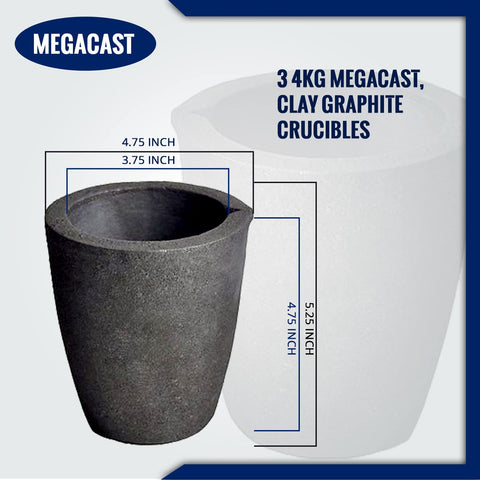 MegaCast metal-cap 6kg crucible, features robust build for high-heat casting applications.