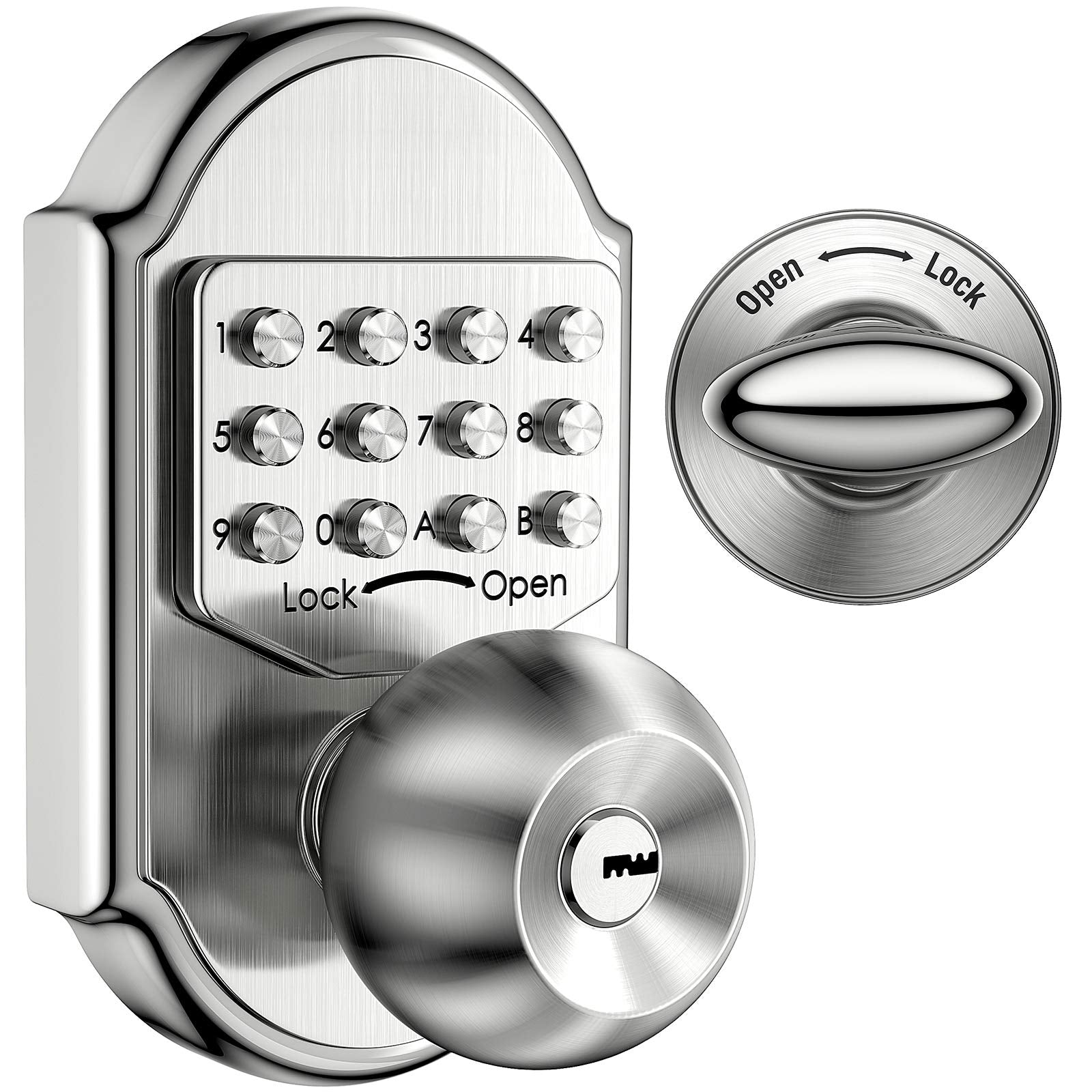 Megaflint keyless entry deadbolt with keypad offers secure, battery-free access.