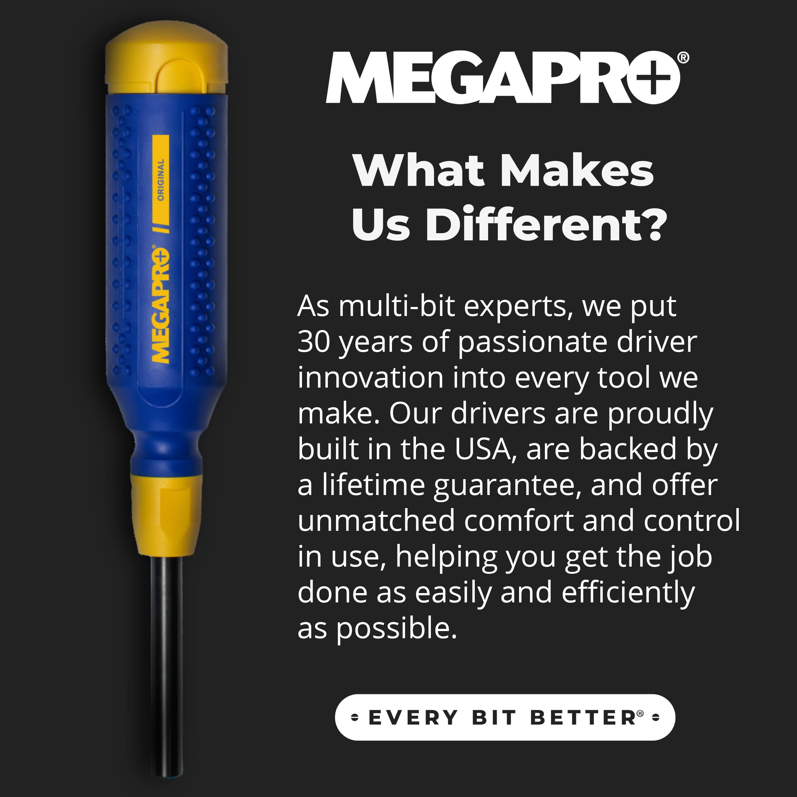 Megapro 14 tips storage shows immediate access to common bits.