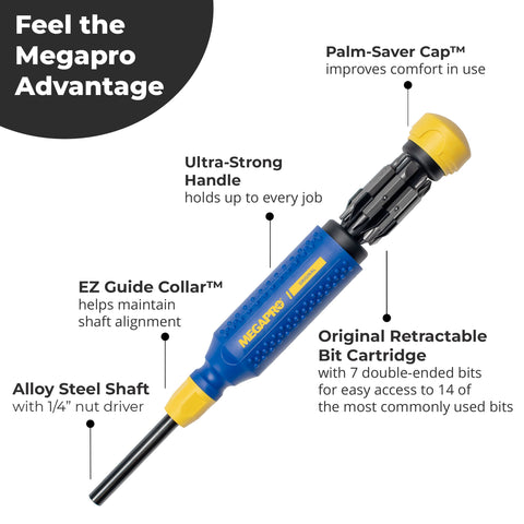 Megapro palm-saver cap highlighting ergonomic design for steady operation.