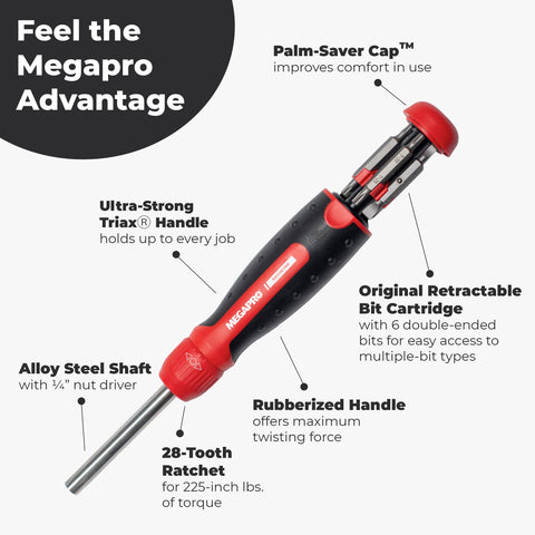 Megapro 225 inch pounds torque supports heavier fasteners with control.