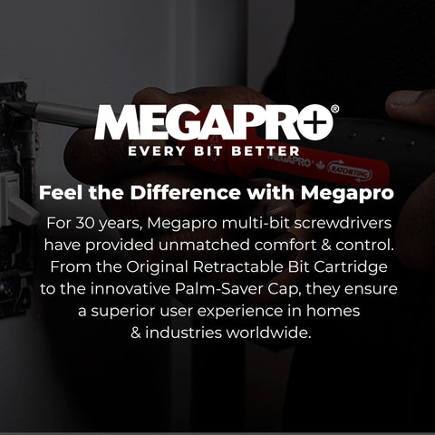 Megapro chamfered solid steel shaft for durability and long life.