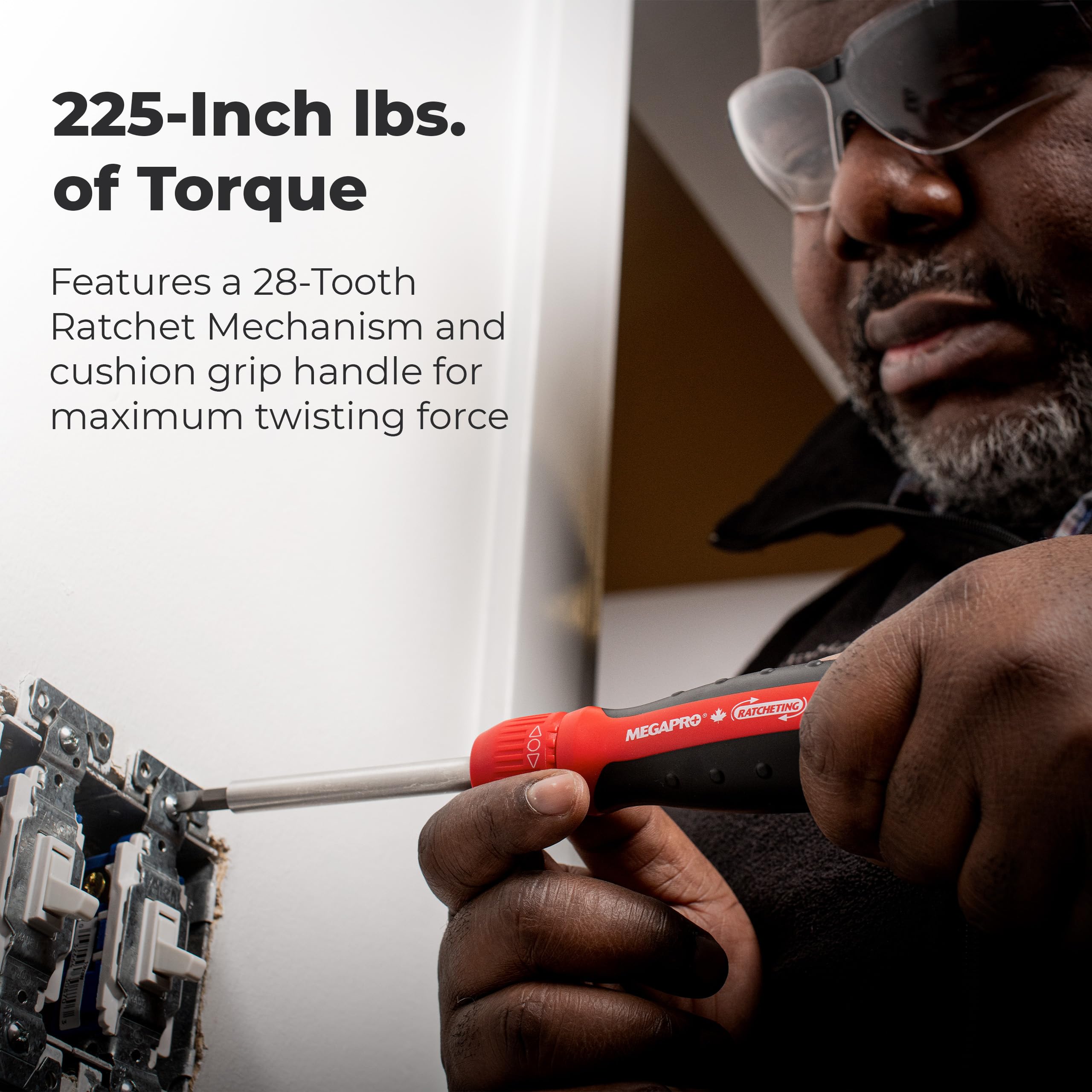 Megapro cushion grip handle reduces fatigue during extended tasks.