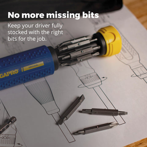 Megapro Replacement Bit Pack size engraved for quick identification during use.