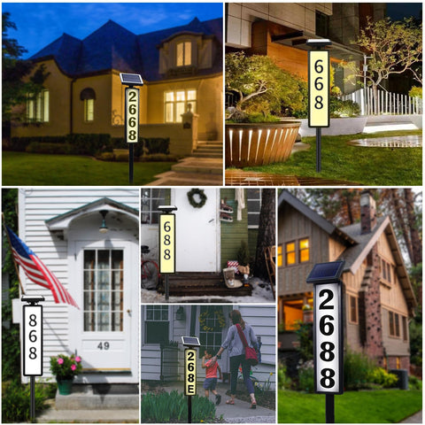 Megfiehun solar address sign durable and waterproof for outdoor use