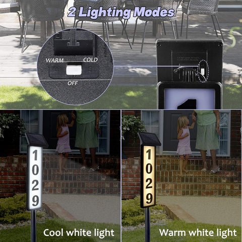 Megfiehun solar address sign stakes adjustable for different grounds