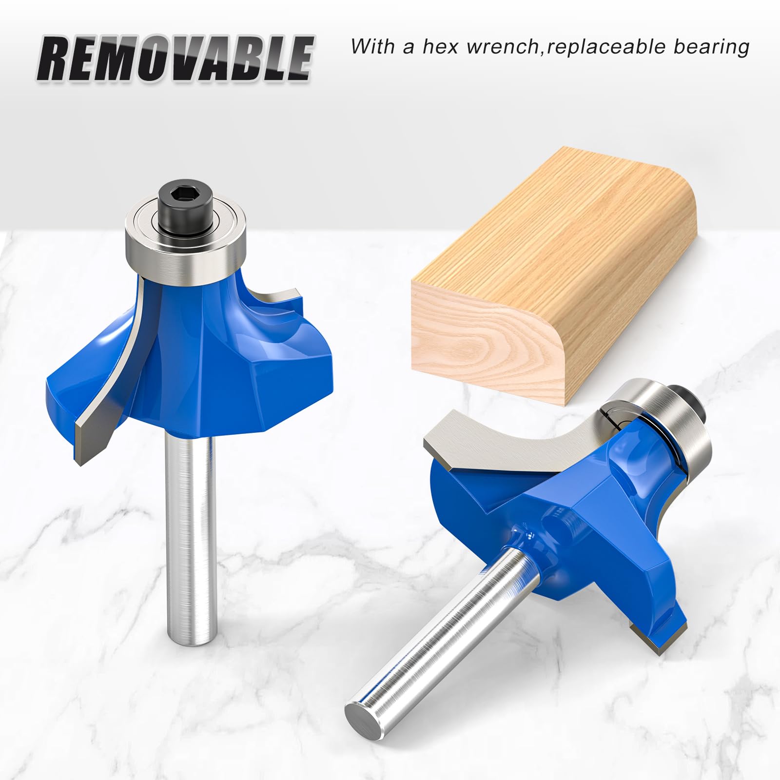 MEIGGTOOL roundover bit with one-eighth-inch radius for small radius edges on acrylic