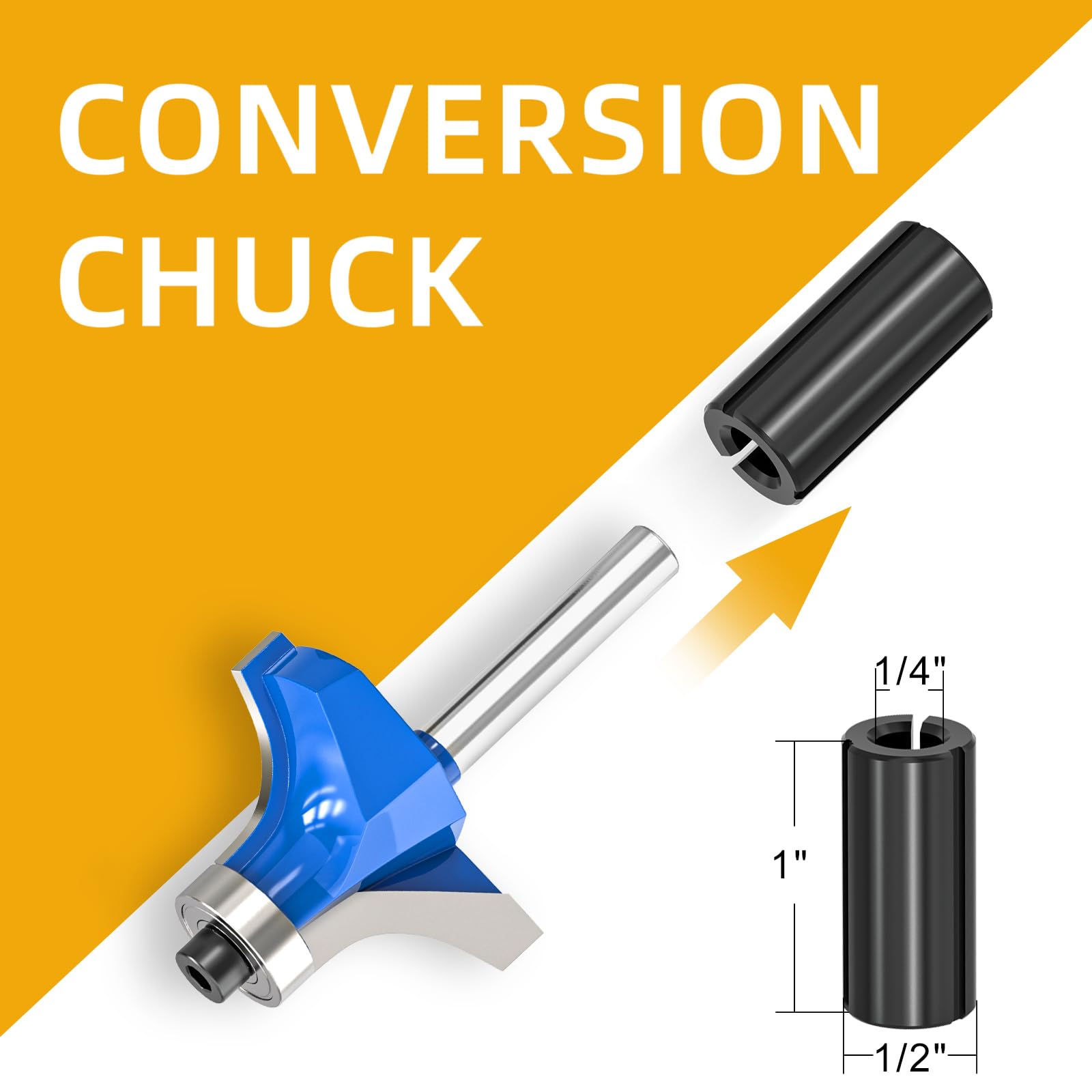 MEIGGTOOL roundover bit with one-quarter-inch radius for clean edge profiles on laminate