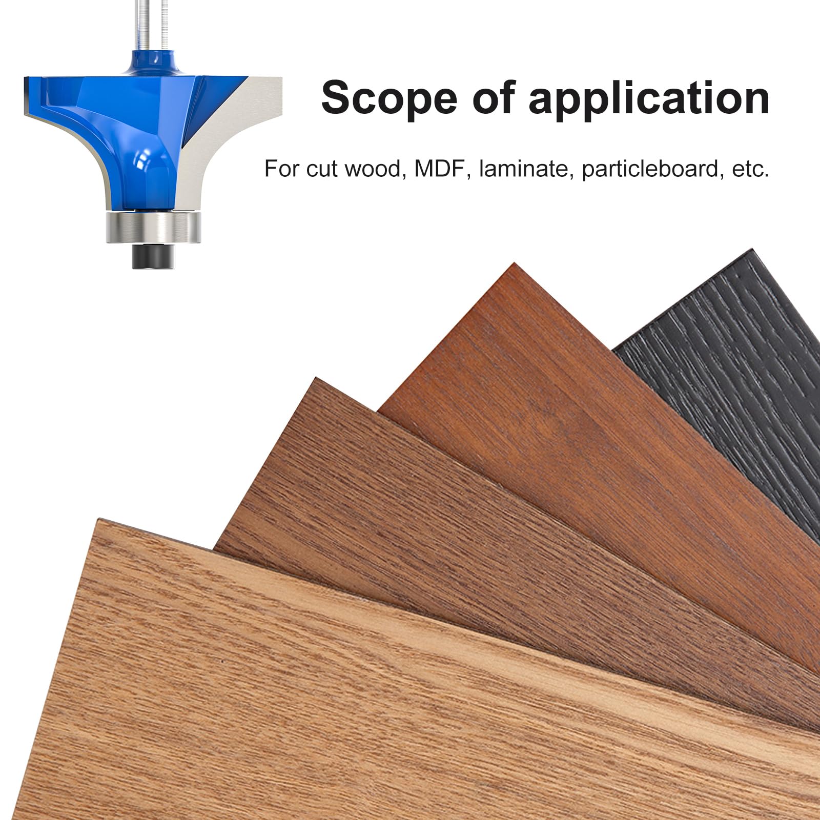 MEIGGTOOL roundover bit with three-sixteenths-inch radius for detailed edges on particleboard