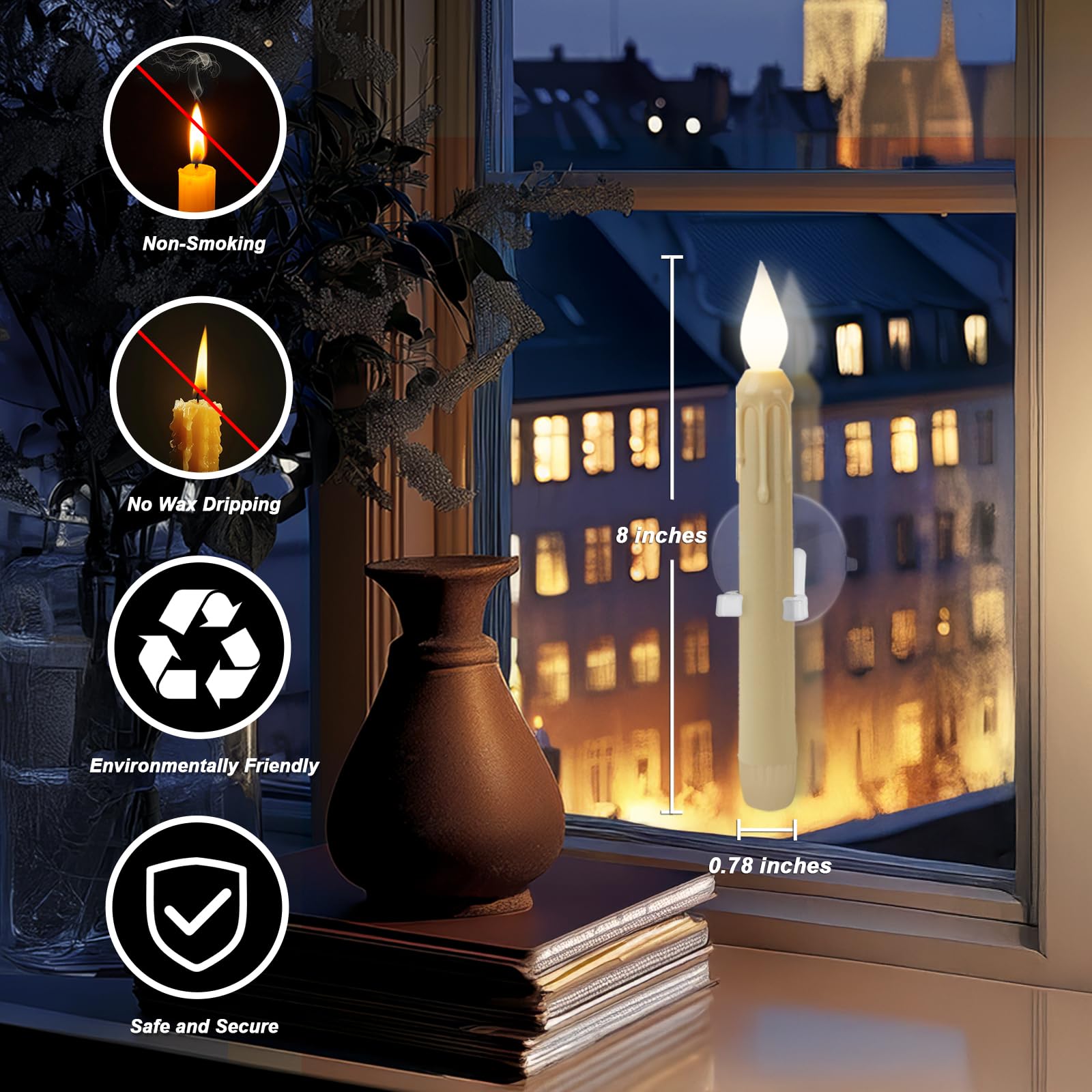 Meigic candle with 3D flickering flame LED top for realism