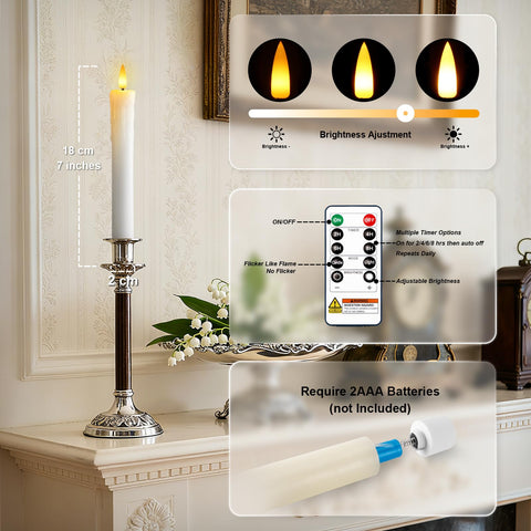 Meigic 7-inch candle with 3D flame for lifelike flicker.