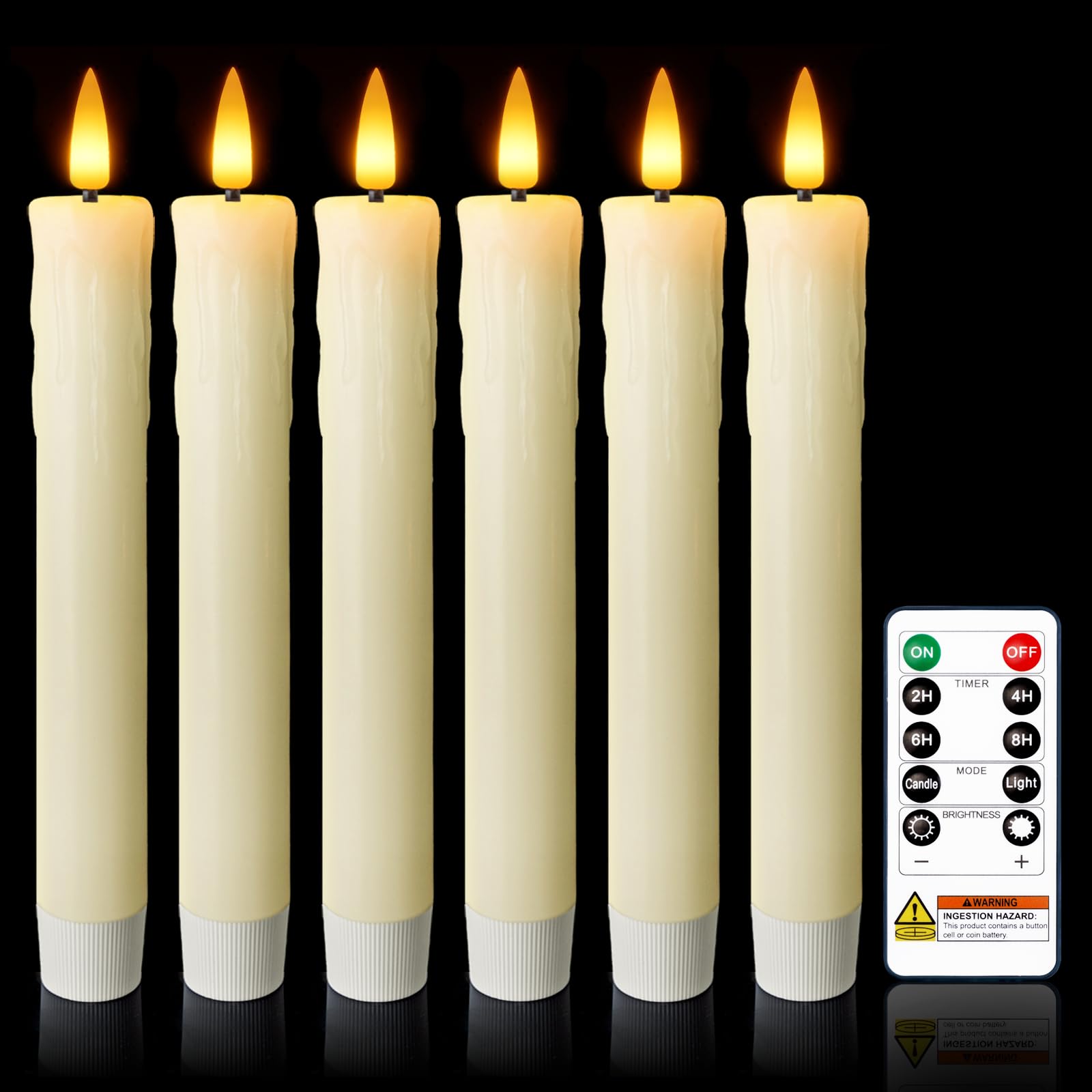 Meigic 7-inch flameless taper candle with safe, authentic ambiance.