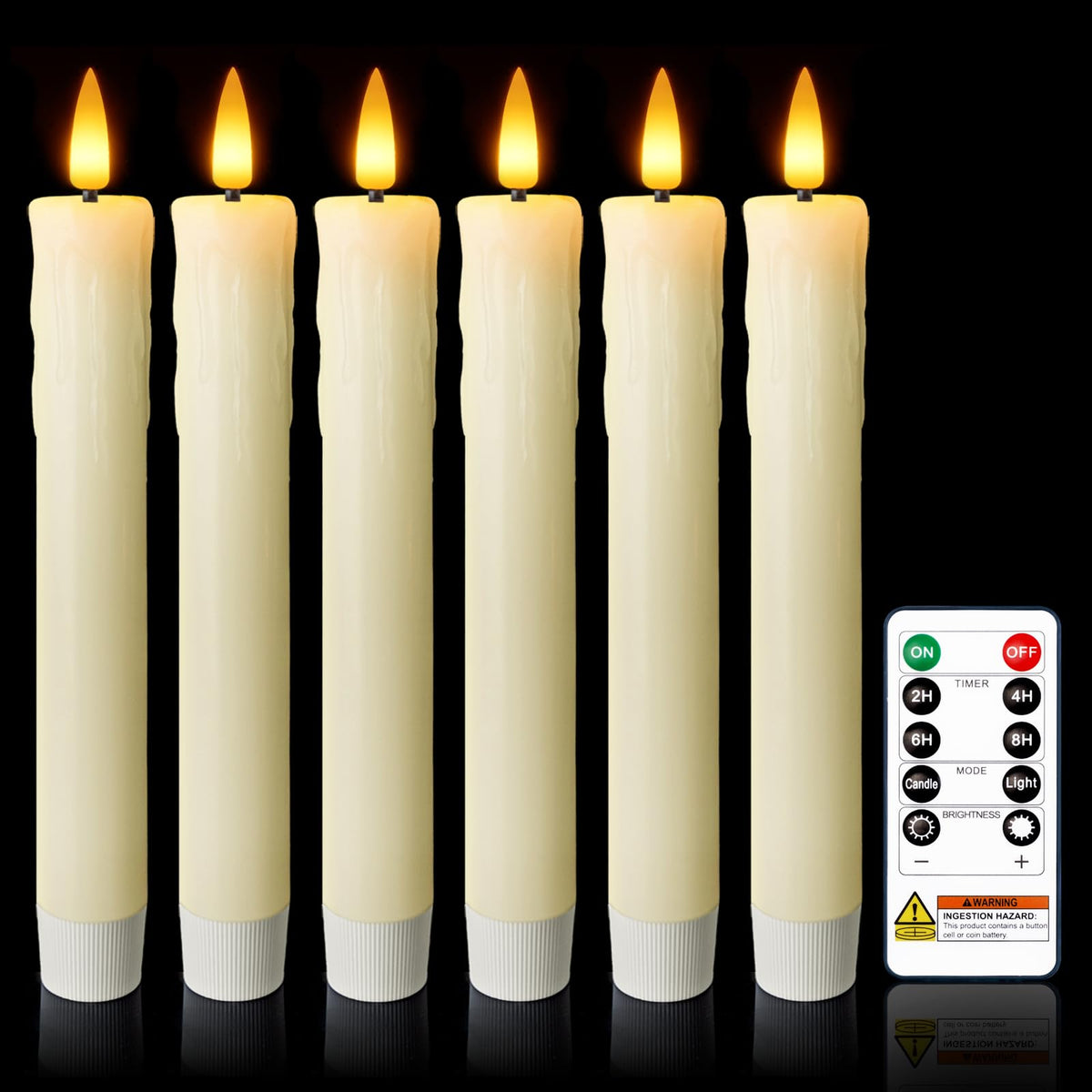 Meigic 7-inch flameless taper candle with safe, authentic ambiance.