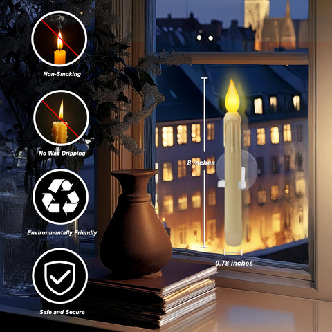 Meigic 8 inch LED window candle provides safe cordless glow for home decor