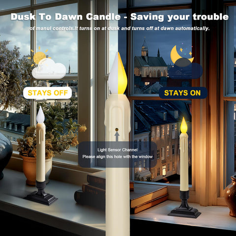 Meigic 8inch wax drip candle with flickering 3D flame