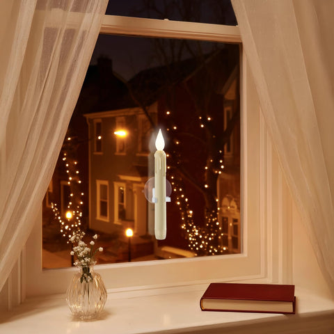 Meigic battery powered window candle operates cordlessly