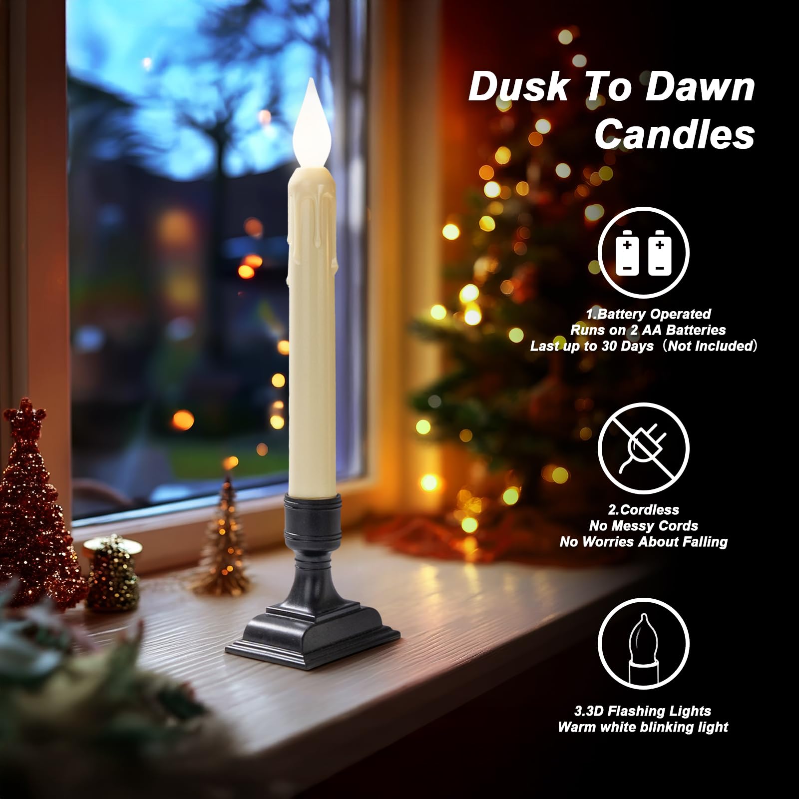 Meigic 3D flicker flame detail for realistic ambiance.
