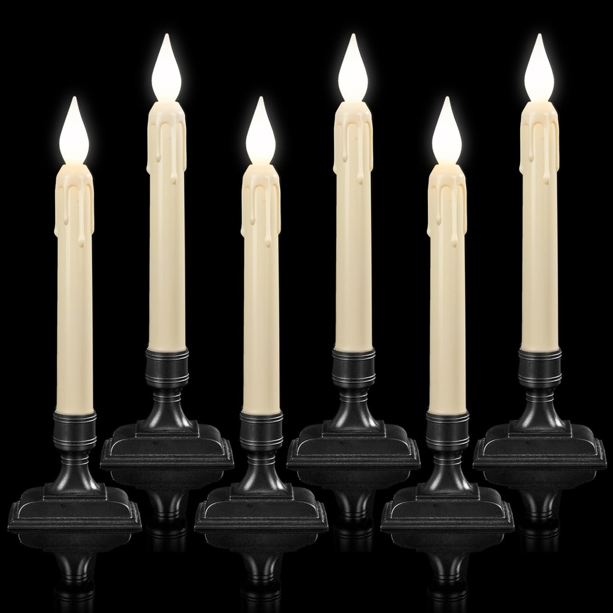 Meigic window candle on a secure windowsill with holder.