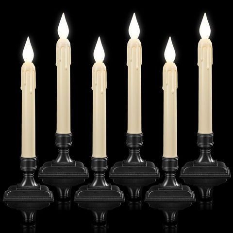Meigic window candle on a secure windowsill with holder.